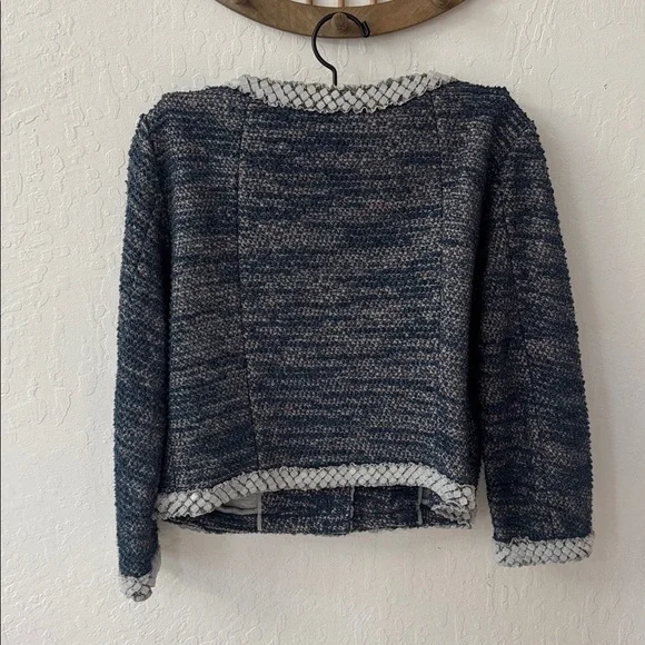 Anthropologie Isani Women’s Embellished Tweed Jacket Blazer Navy Medium - Picture 6 of 6